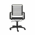 Homeroots 43 in. Round Bungee High Back Office Chair Chrome & Black 400769